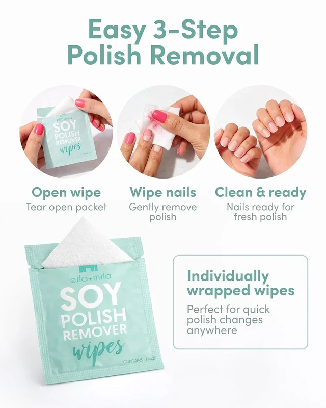 Alt view image 7 of 7 - ella+mila Soy Nail Polish Remover Wipes, 12-Pack - Non-Acetone, Travel Size