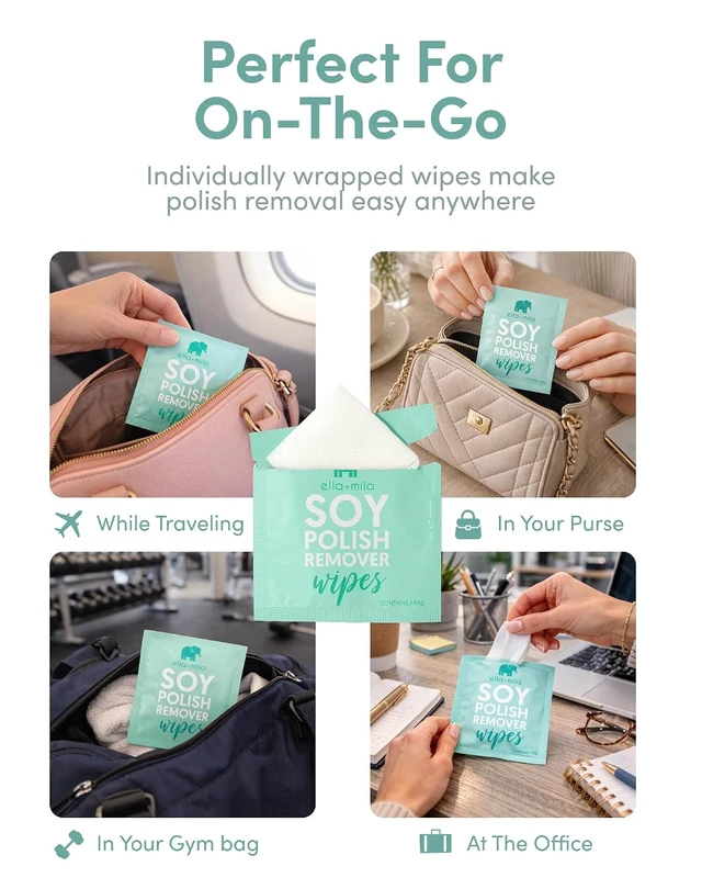 Alt view image 3 of 7 - ella+mila Soy Nail Polish Remover Wipes, 12-Pack - Non-Acetone, Travel Size