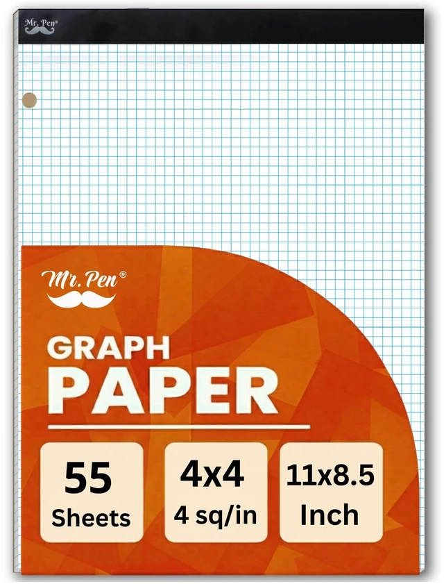 Main image of Mr. Pen- Graph Paper Pad, 8.5x11 Inches, 4x4 (4 Squares per Inch)