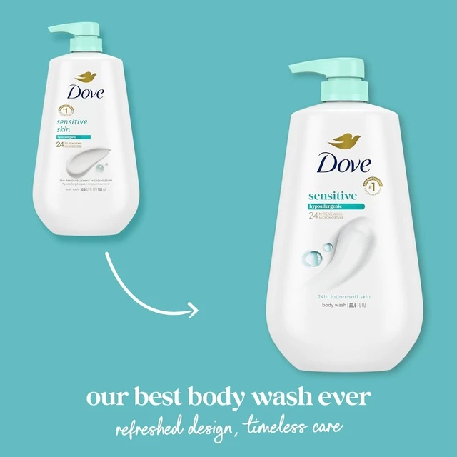 Alt view image 7 of 7 - Dove Sensitive Skin Body Wash, 24hr Lotion-Soft Skin, 30.6 oz