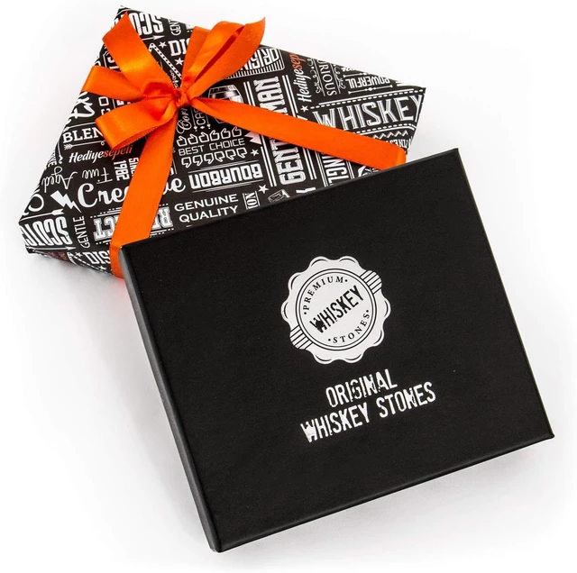 Alt view image 2 of 7 - Premium Whiskey Stones Gift Set with 12 Pcs Stones and Bag. Whiskey, Bourbon, Cognac, Scotch,Gin, Wine Beverage. Marble Reusable Ice Cubes. Birthday Gift for Whiskey Lovers. (Dark Grey)