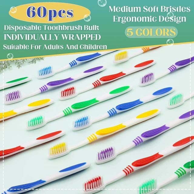 Alt view image 2 of 7 - Comdian 60 Pcs Toothbrush Bulk Disposable, Travel Toothbrushes Pack, Soft Bristle Individually Wrapped and Good Cleaning for Kids, Adult and The Elderly. Suitable for Hotel, Travel, Home, Donated