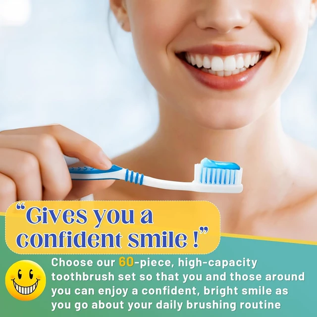 Alt view image 5 of 7 - Comdian 60 Pcs Toothbrush Bulk Disposable, Travel Toothbrushes Pack, Soft Bristle Individually Wrapped and Good Cleaning for Kids, Adult and The Elderly. Suitable for Hotel, Travel, Home, Donated
