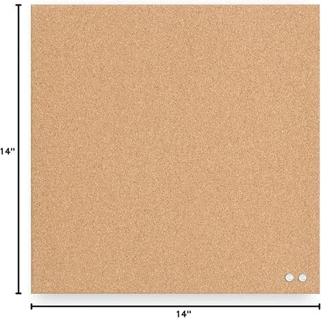 Alt view image 2 of 6 - U Brands Cork Bulletin Board, Frameless, 14 x 14 Tile, 1 Count, Natural