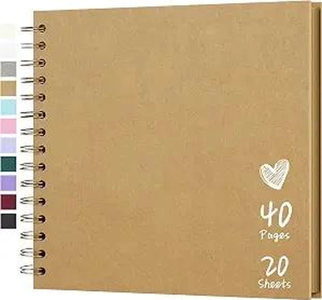 Main image of Scrapbook Photo Album 8"x8" 20 Sheets 40 Pages Hardcover Kraft Paper Khaki