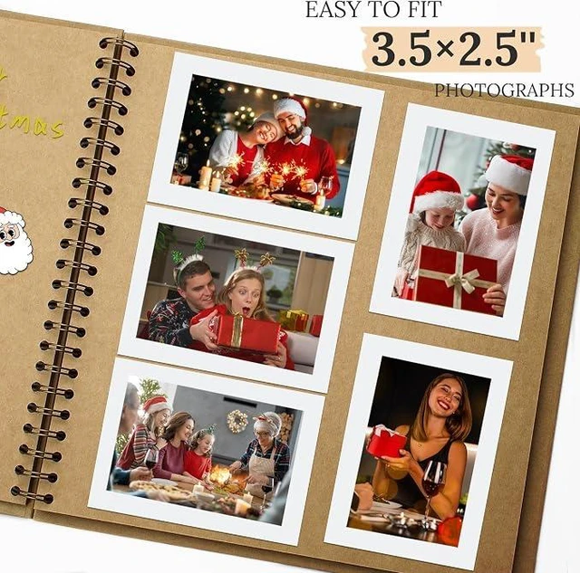 Alt view image 6 of 6 - Scrapbook Photo Album 8"x8" 20 Sheets 40 Pages Hardcover Kraft Paper Khaki