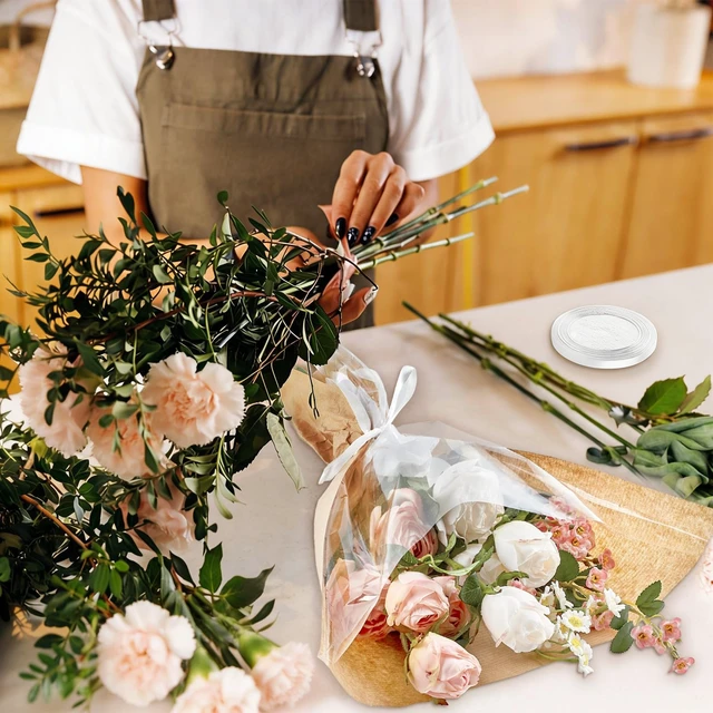 Alt view image 5 of 7 - Jutieuo 50 Pcs Flower Bags for Bouquet, Flower Wrapping Kraft Paper Floral Sleeve Bouquet Bags with Ribbons for Florist Supplies Wedding Birthday Mother's Day, 14x22 Inches
