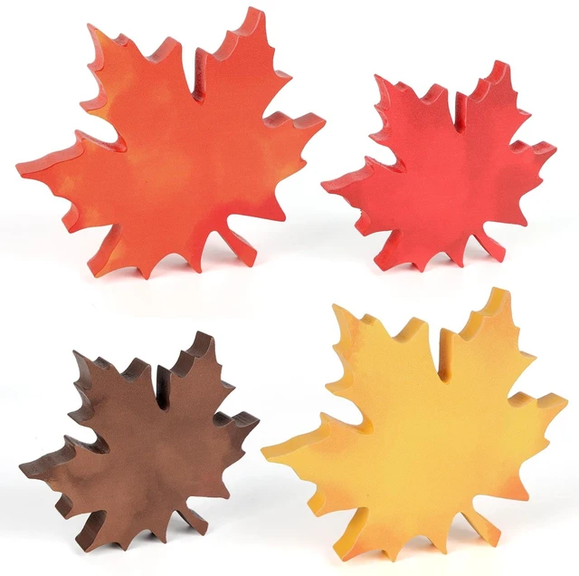 Main image of COCHIE 4 Vintage Fall Leaves Decorations Autumn Table Tiered Tray Decor Set