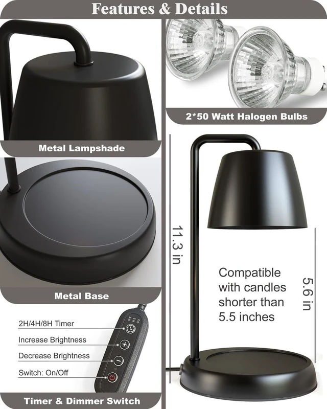 Alt view image 2 of 7 - Candle Warmer Lamp Black