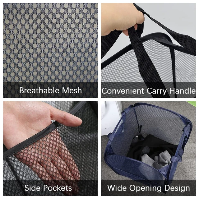 Alt view image 3 of 7 - 4 Pcs Mesh Pop Up Laundry Hamper with Carry Handles 4 Wash Bags