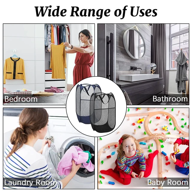 Alt view image 5 of 7 - 4 Pcs Mesh Pop Up Laundry Hamper with Carry Handles 4 Wash Bags