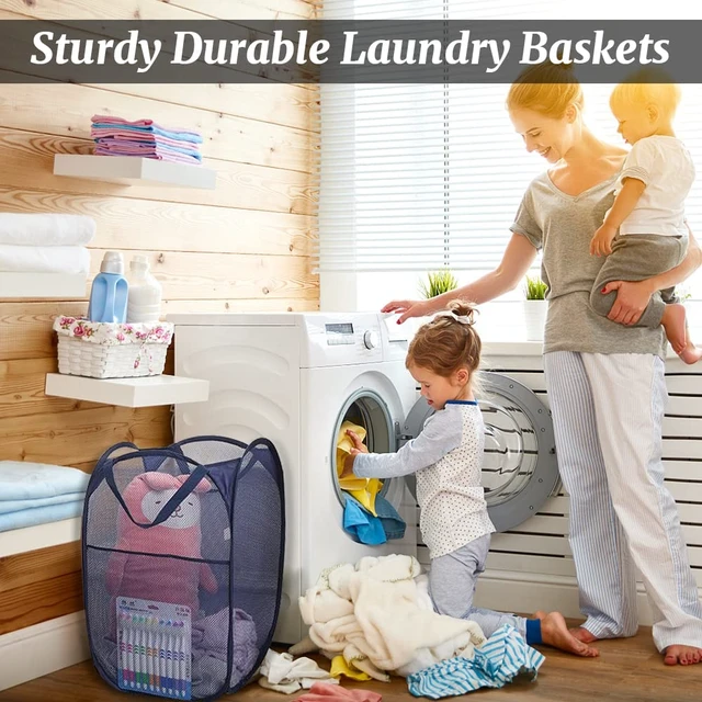 Alt view image 7 of 7 - 4 Pcs Mesh Pop Up Laundry Hamper with Carry Handles 4 Wash Bags