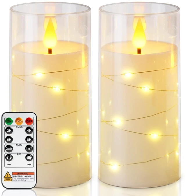Main image of Homemory 3"x6" Flameless Candles, Flickering LED Pillar Candles with Remote