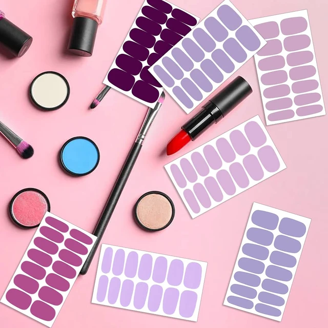 Alt view image 4 of 5 - 224 Pieces 16 Sheets Purple Solid Color Nail Polish Strips Nail Wraps Self-Adhesive Nail Stickers Full Wraps for Women Girls