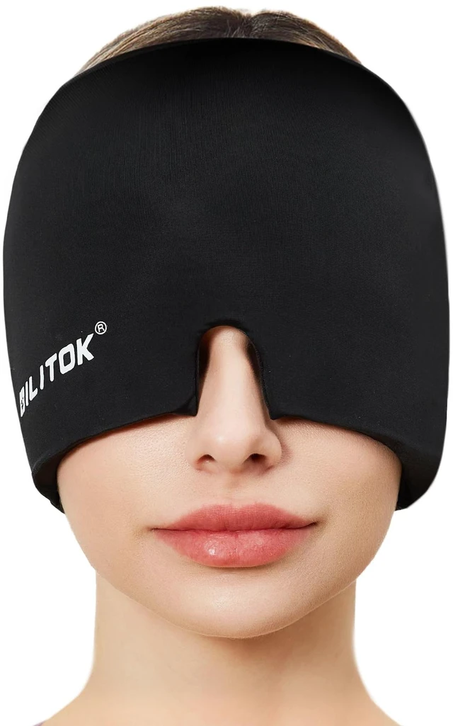 Main image of Migraine Headache Relief Cap, Gel Ice Head Wrap, Hot and Cold Therapy, Headache Eyes Mask for Sinus, Puffy Eyes, Tension and Stress Relief (Black)