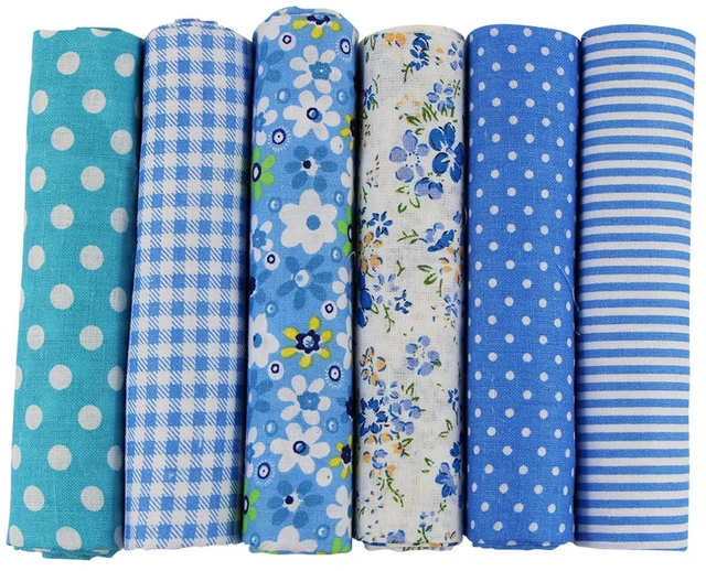 Main image of UOOOM 6pcs 50 x 50cm Patchwork Cotton Fabric DIY Handmade Sewing Quilting Fabric Different Designs (Tone-Blue)