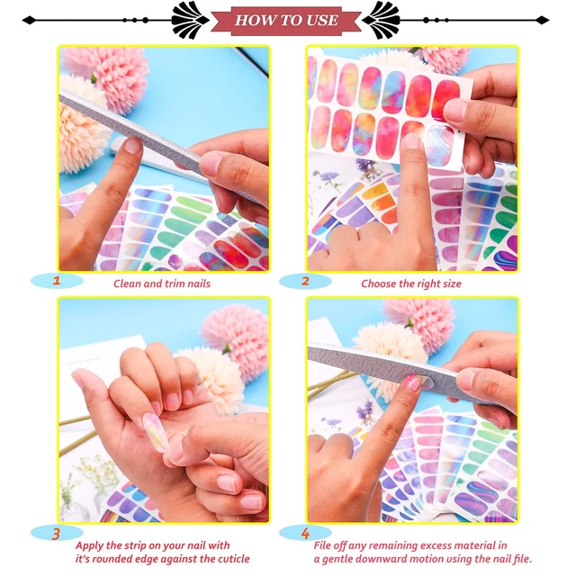 Alt view image 5 of 5 - 224 Pieces 16 Sheets Purple Solid Color Nail Polish Strips Nail Wraps Self-Adhesive Nail Stickers Full Wraps for Women Girls