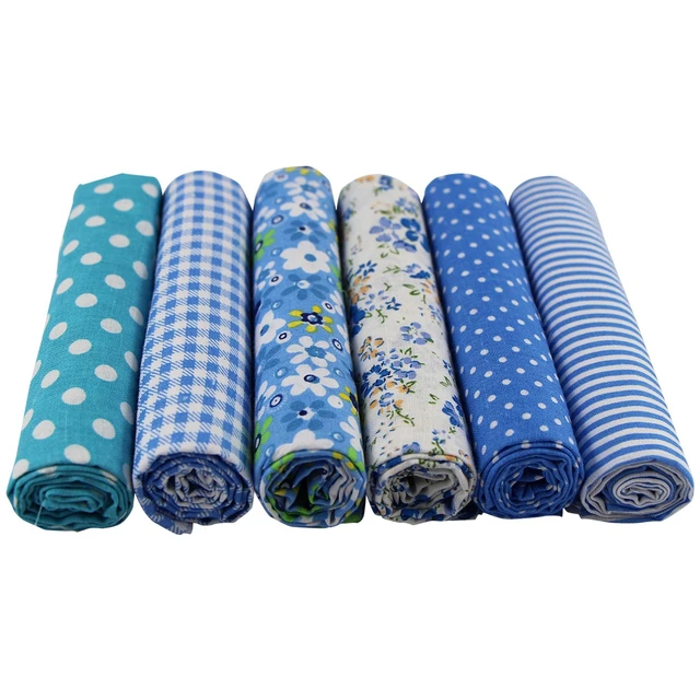 Alt view image 2 of 7 - UOOOM 6pcs 50 x 50cm Patchwork Cotton Fabric DIY Handmade Sewing Quilting Fabric Different Designs (Tone-Blue)
