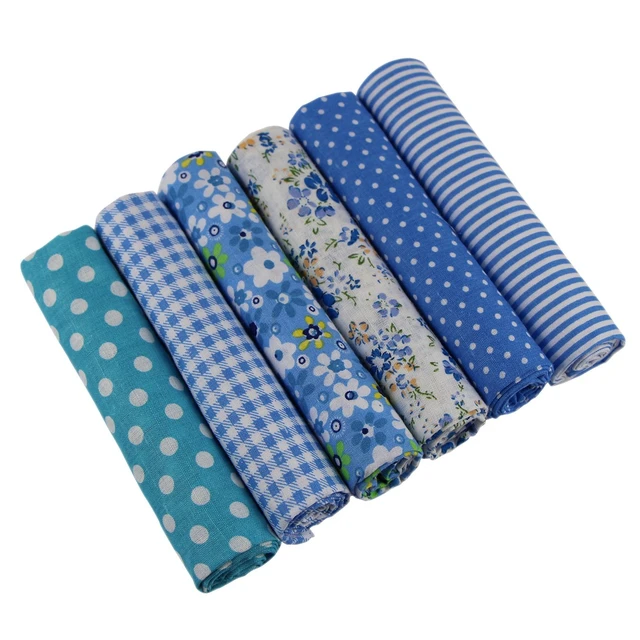 Alt view image 3 of 7 - UOOOM 6pcs 50 x 50cm Patchwork Cotton Fabric DIY Handmade Sewing Quilting Fabric Different Designs (Tone-Blue)