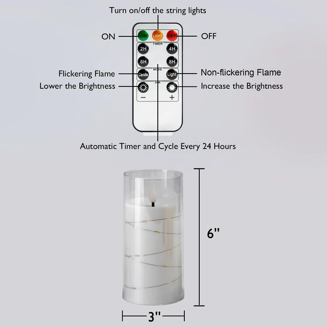 Alt view image 7 of 7 - Homemory 3"x6" Flameless Candles, Flickering LED Pillar Candles with Remote