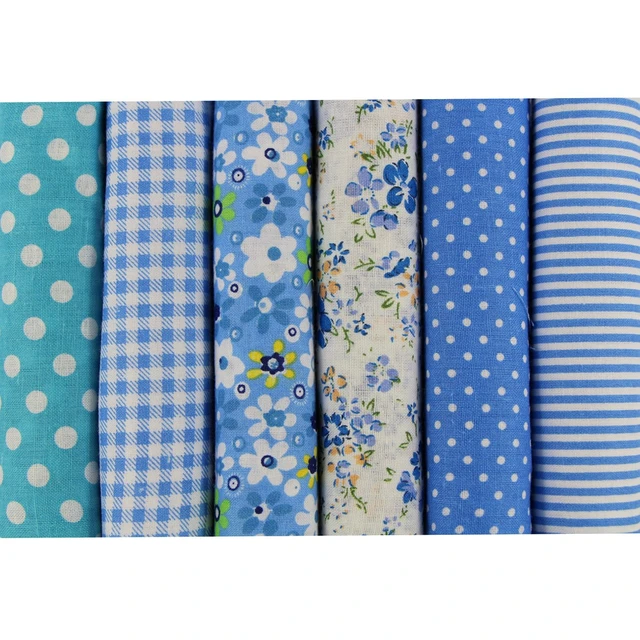 Alt view image 4 of 7 - UOOOM 6pcs 50 x 50cm Patchwork Cotton Fabric DIY Handmade Sewing Quilting Fabric Different Designs (Tone-Blue)