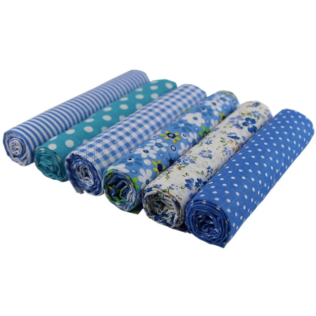 Alt view image 5 of 7 - UOOOM 6pcs 50 x 50cm Patchwork Cotton Fabric DIY Handmade Sewing Quilting Fabric Different Designs (Tone-Blue)