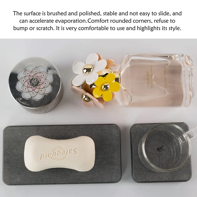 Alt view image 6 of 7 - NiuYichee Set of 4 Water Absorbent Diatomite Coasters, Dish Soap Stone Tray