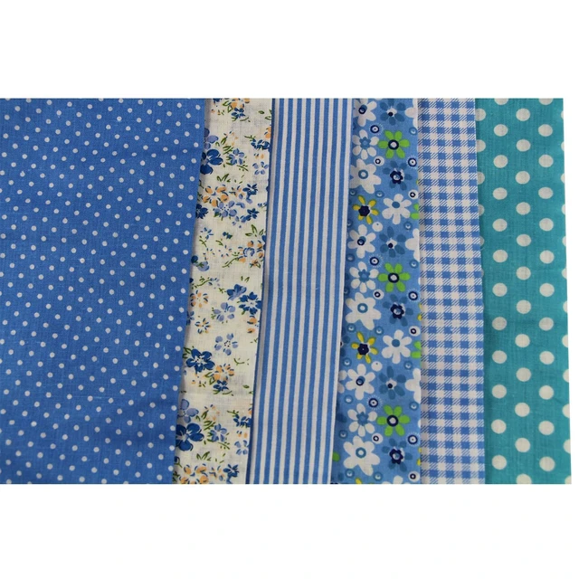 Alt view image 6 of 7 - UOOOM 6pcs 50 x 50cm Patchwork Cotton Fabric DIY Handmade Sewing Quilting Fabric Different Designs (Tone-Blue)