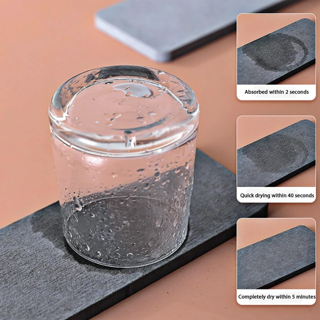 Alt view image 7 of 7 - NiuYichee Set of 4 Water Absorbent Diatomite Coasters, Dish Soap Stone Tray