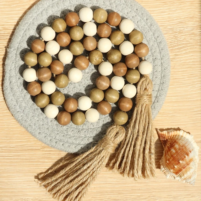 Alt view image 4 of 6 - Meplait Wood Bead Garland, 39in Decorative Tassels Garland, Coffee&Natural
