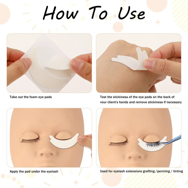 Alt view image 4 of 7 - WLLHYF 200 PCS Foam Eye Pads for Lash Extensions, Waterproof Pre Cut Eyelash Tape Lint Free Sticky Under Eyes Pads Lash Tech Supplies Fit Most Eye Shape