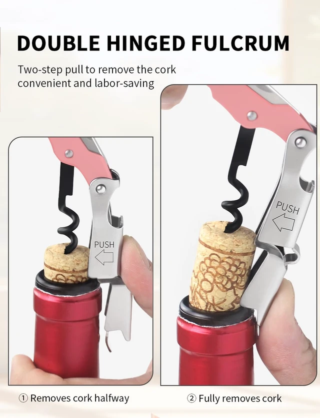 Alt view image 2 of 7 - CORKAS Wine Key - 2Pack Handcrafted Professional Waiters Corkscrew, Compact Heavy Duty Wine Opener with Double Hinged, Foil Cutter and Bottle Opener, Birthday Gifts for Severs, Sommelier, Bartenders