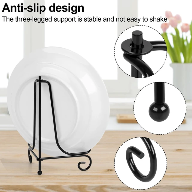 Alt view image 3 of 7 - vivinin 6 Pack Plate Stands For Display (4 Inch, 6 Inch, 8 Inch), Plate Holder 3 Size Picture Frame Stand of Metal, Frame Holder Stand and Artworks for Book, Tabletop Art, Picture, Photo and Platter