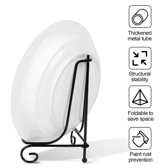 Alt view image 4 of 7 - vivinin 6 Pack Plate Stands For Display (4 Inch, 6 Inch, 8 Inch), Plate Holder 3 Size Picture Frame Stand of Metal, Frame Holder Stand and Artworks for Book, Tabletop Art, Picture, Photo and Platter