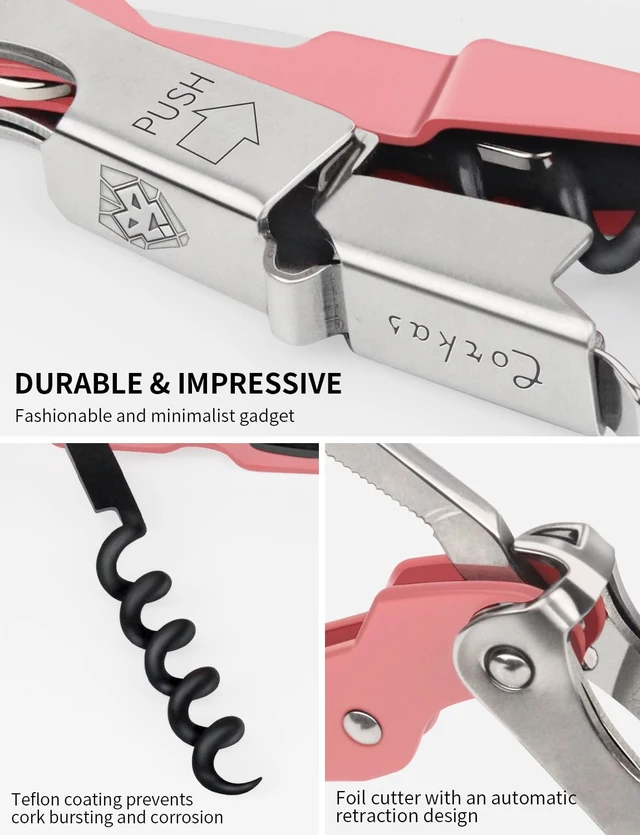 Alt view image 5 of 7 - CORKAS Wine Key - 2Pack Handcrafted Professional Waiters Corkscrew, Compact Heavy Duty Wine Opener with Double Hinged, Foil Cutter and Bottle Opener, Birthday Gifts for Severs, Sommelier, Bartenders