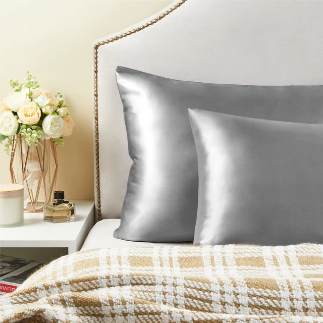 Alt view image 7 of 7 - BEDELITE Satin Pillowcases, Standard Size 20x26 Inch, Grey, Set of 2