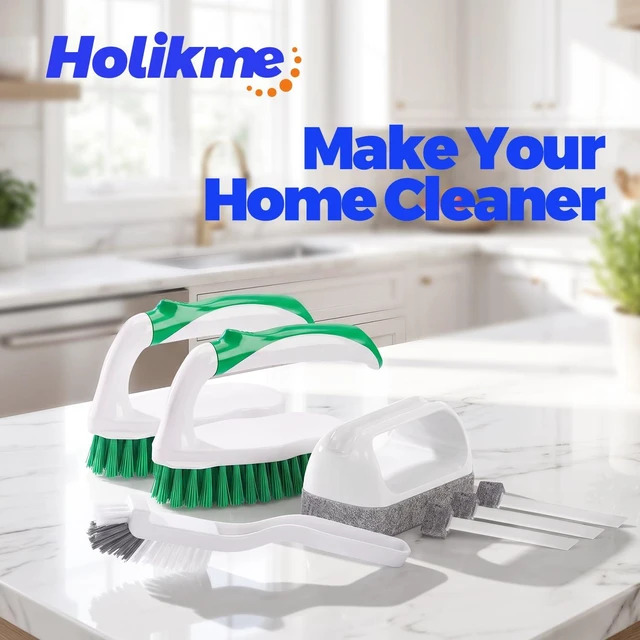 Alt view image 7 of 7 - Holikme 7 Pack Cleaning Brush Scrub Brush Kitchen Brush for Floor,Green