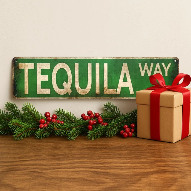 Alt view image 7 of 7 - Tequila Way Street Sign All-Aluminum Vintage Rustic Metal Sign 4x16 Inches, Funny Wall Art for Kitchen, Home Bar, or Outdoor Patio Decor