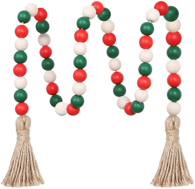 Main image of Meplait Wood Bead Garland, 39in Decorative Tassels Garland, Christmas