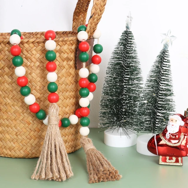 Alt view image 4 of 6 - Meplait Wood Bead Garland, 39in Decorative Tassels Garland, Christmas
