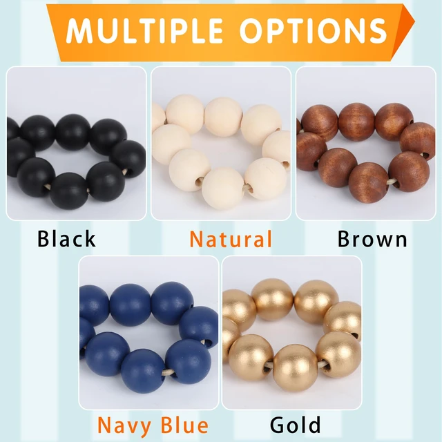 Alt view image 5 of 6 - Meplait 6 Pack Wooden Bead Napkin Rings, Boho Farmhouse Table Decor, Nature