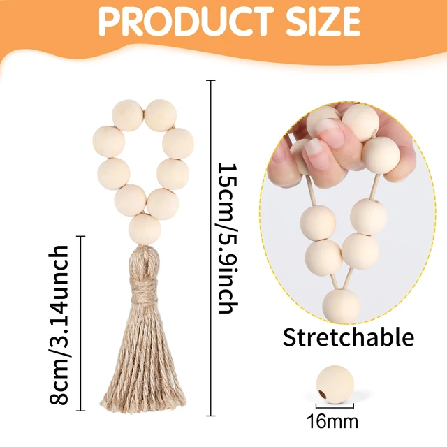 Alt view image 6 of 6 - Meplait 6 Pack Wooden Bead Napkin Rings, Boho Farmhouse Table Decor, Nature