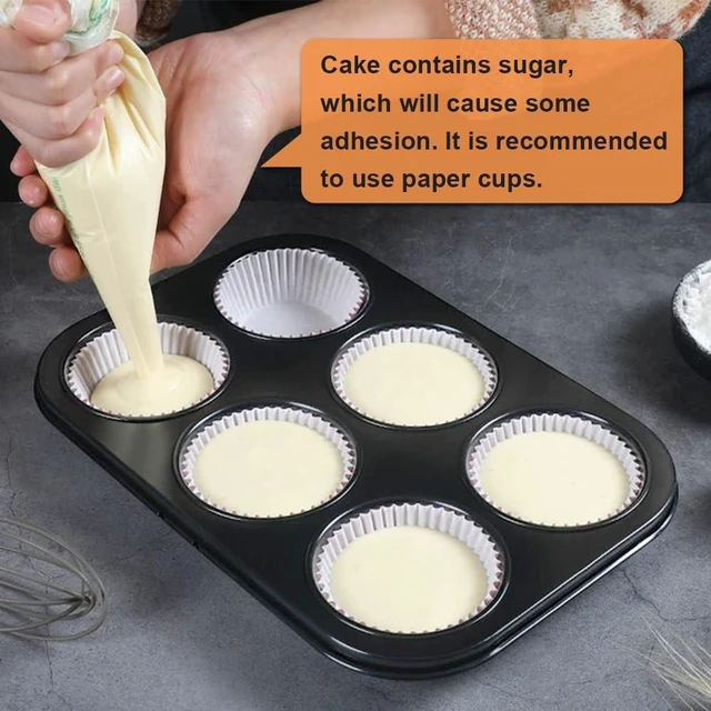 Alt view image 4 of 5 - 2 Packs Premium Steel Muffin Pan for Baking, Round Muffin Baking Pan, Baking Tray for Muffins, Cupcakes, Brownie(Black, 6 Cup)