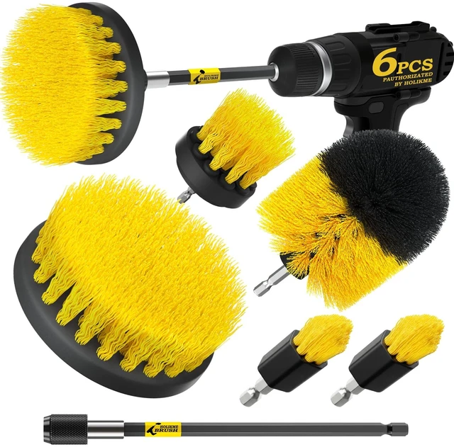 Main image of Holikme 6Pc Drill Brush Set - Soft Bristles with Extension for Home Clean