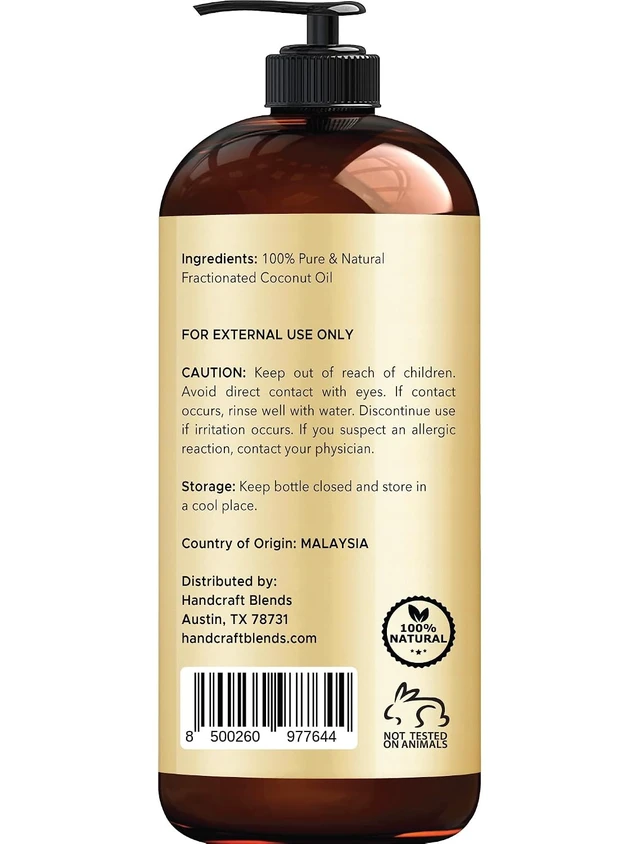 Alt view image 3 of 7 - Handcraft Blends Fractionated Coconut Oil - 16 Fl OzHandcraft Blends Fractionated Coconut Oil - 16 Fl Oz