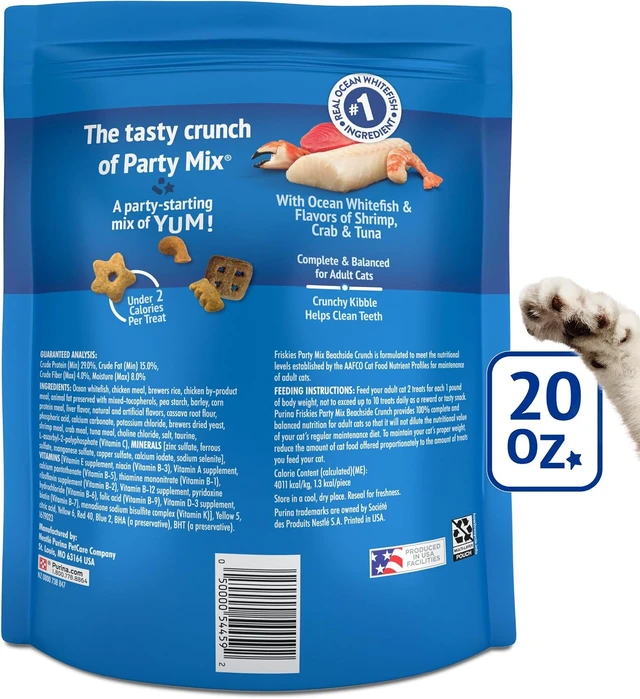 Alt view image 2 of 7 - Friskies Purina Party Mix Beachside Crunch Cat Treats, 20 oz Pouch