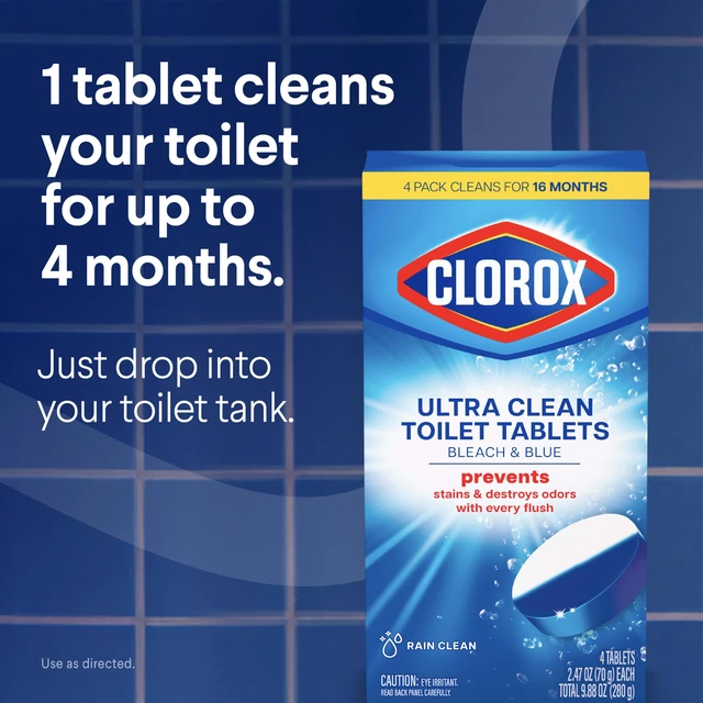 Alt view image 5 of 7 - Clorox Ultra Clean Toilet Tablets Bleach & Blue, Rain Clean Scent 2.47 Ounces Each, 2 Count (Package May Vary)