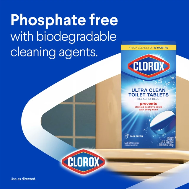 Alt view image 6 of 7 - Clorox Ultra Clean Toilet Tablets Bleach & Blue, Rain Clean Scent 2.47 Ounces Each, 2 Count (Package May Vary)
