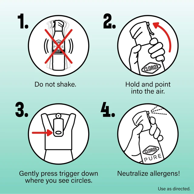 Alt view image 4 of 7 - Clorox PURE Allergen Neutralizer Daily Air Spray, Clean Breeze, 8 fl. oz.