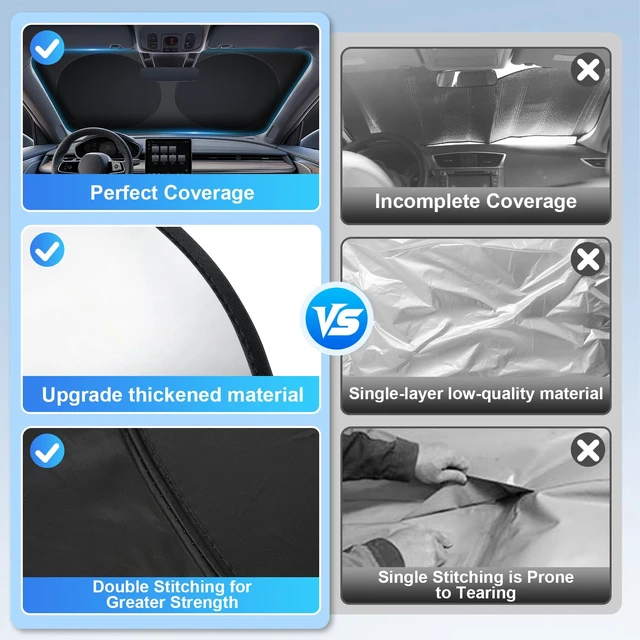 Alt view image 5 of 6 - JUSTTOP 300T Universal Foldable Reflective Car Windshield Sun Shade with Storage Bag, Fit for Cars Trucks SUVs (63"L x 35"W)